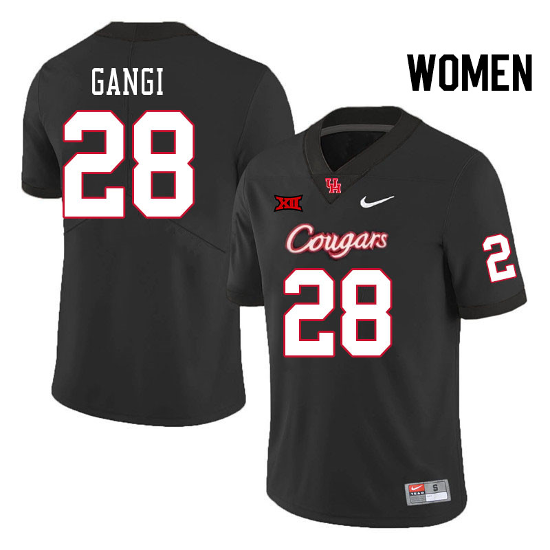 Women #28 Anthony Gangi Houston Cougars Big 12 XII College Football Jerseys Stitched-Black - Click Image to Close